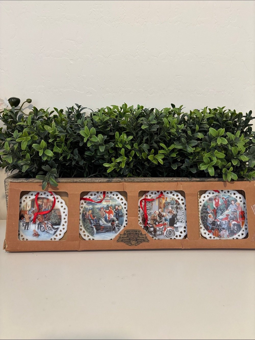 Harley Davidson Vintage Style Holiday Porcelain Ornaments
